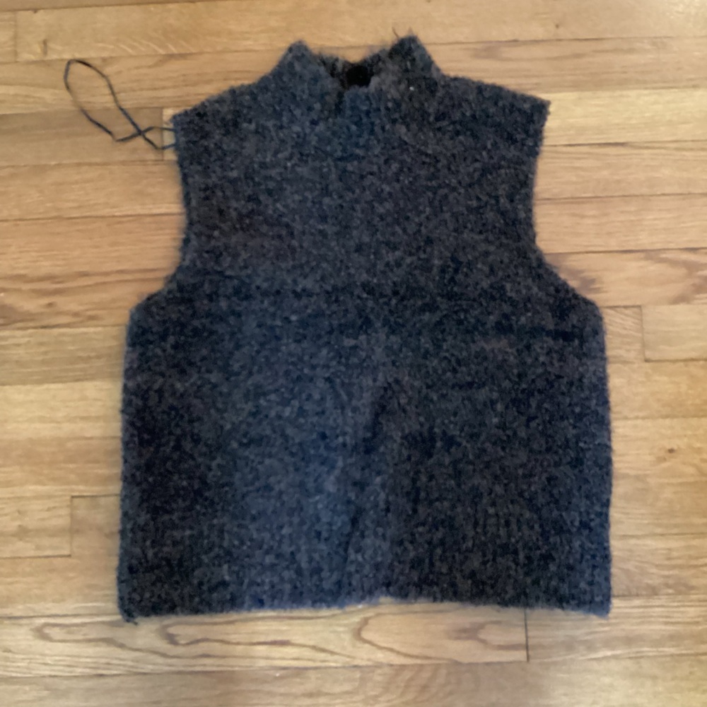 Rachael Zoe Cozy Brow/Black Fuzzy Sleeveless Sweater, NWOT